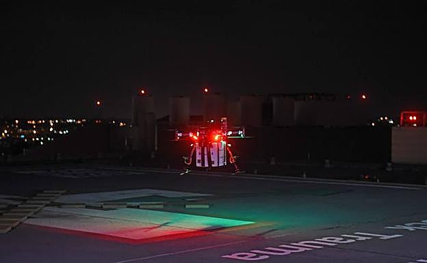 El dron, con el riñón a bordo.