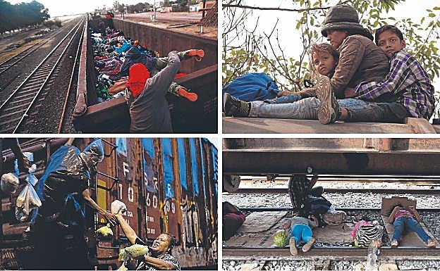 Carga humana. Los polizones se instalan como pueden. Por delante quedan días sembrados de peligros. Nada garantiza llegar vivo o entero al final del camino, donde deberán enfrentarse a un nuevo reto: cruzar la frontera de Estados Unidos. No importa la edad. Una masa humana en la que se confunden brazos y piernas cabalga 'la bestia'.