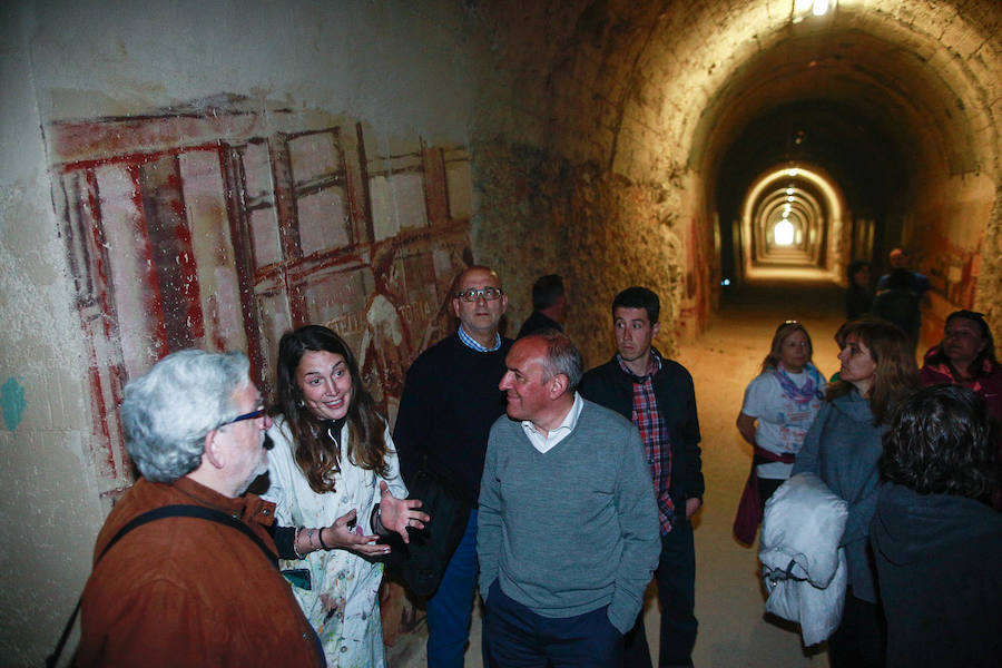 Fotos: El túnel de Cicujano, en la vía del antiguo ferrocarril Vasco-Navarro, ya luce los murales de Irantzu Lekue