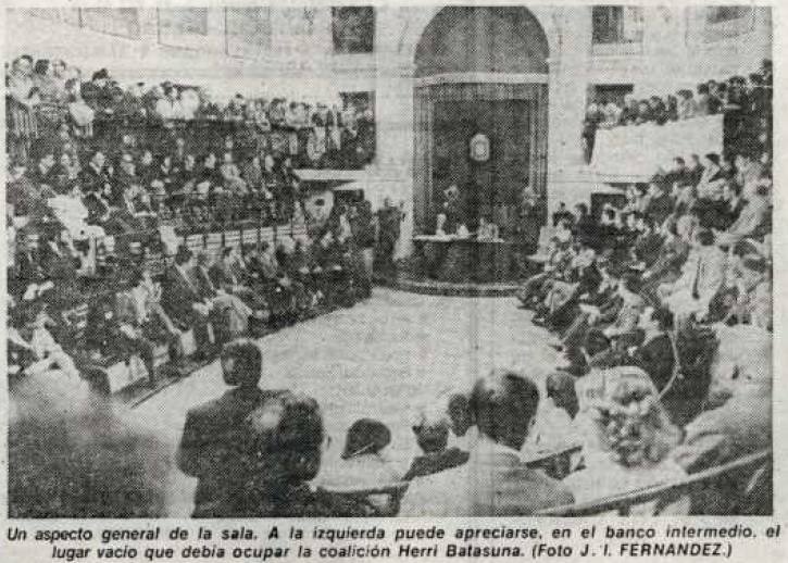 A la constitución de las primeras Juntas Generales de Bizkaia no acudieron los representantes de Herri Batasuna.