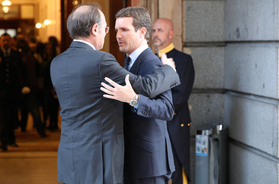 Pablo Casado, a su llegada.