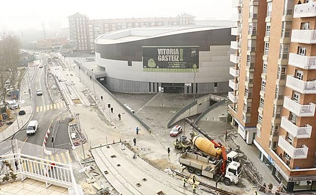 Obras de ampliación del tranvía Sur. 