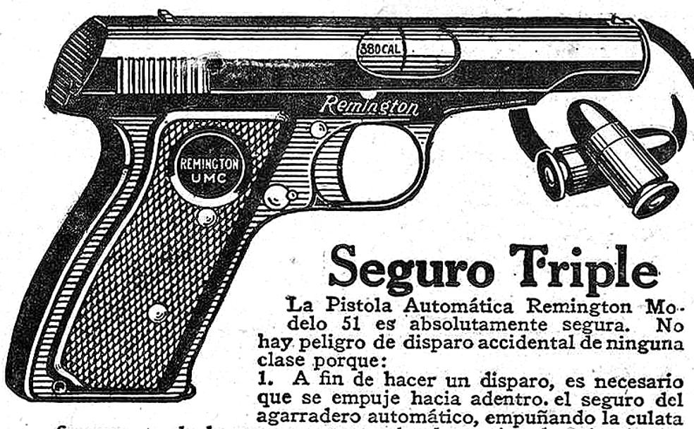 Anuncio de pistolas Remington en la prensa de la época.