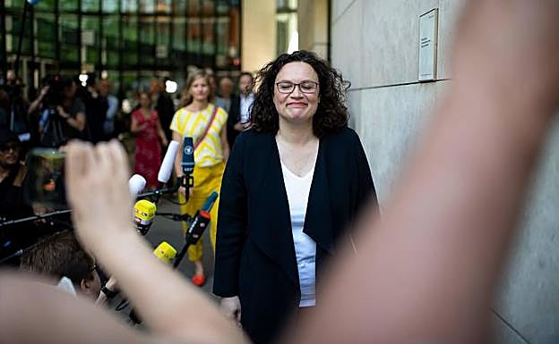 Andrea Nahles dimitió ayer como presidenta del Partido Socialdemócrata Alemán.