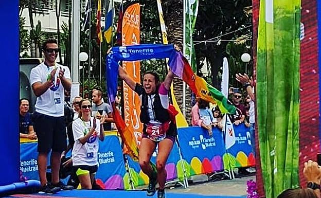 Leire, a su llegada a meta.