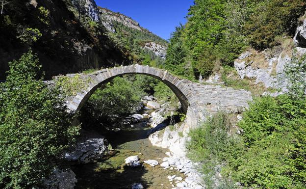 Puente románico sobre el río Belagua.