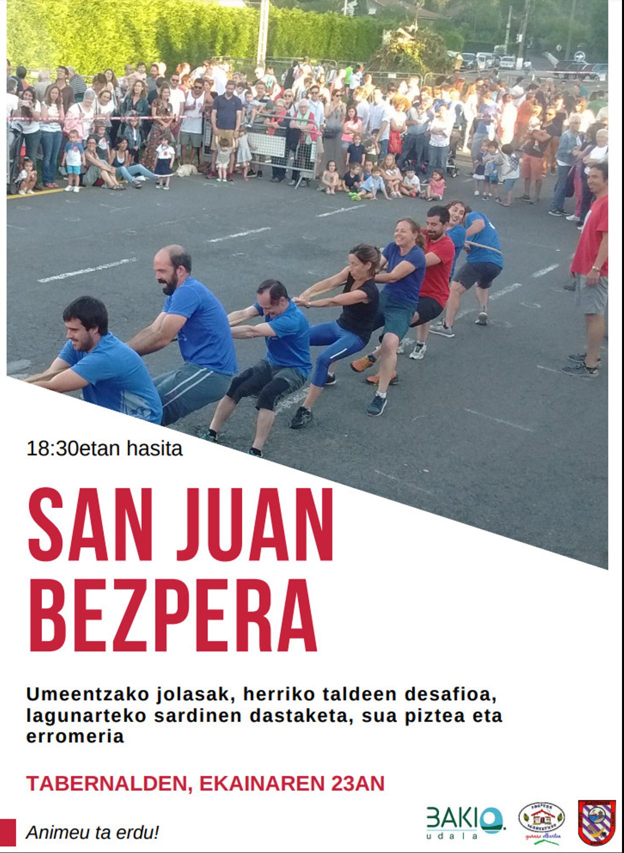 Programa de fiestas de Bakio 2019: San Juan Bezpera