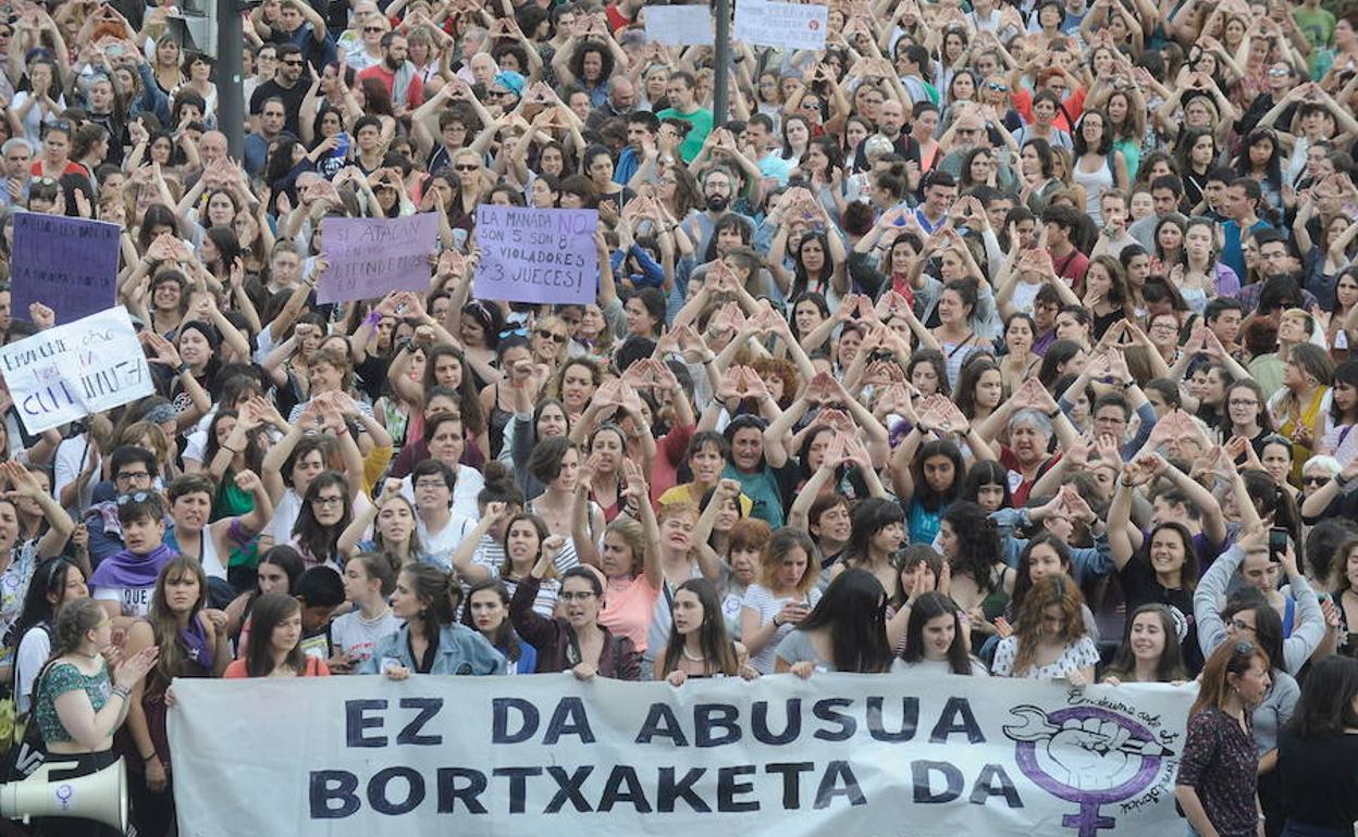 Manifestación en Bilbao contra 'La Manada'.
