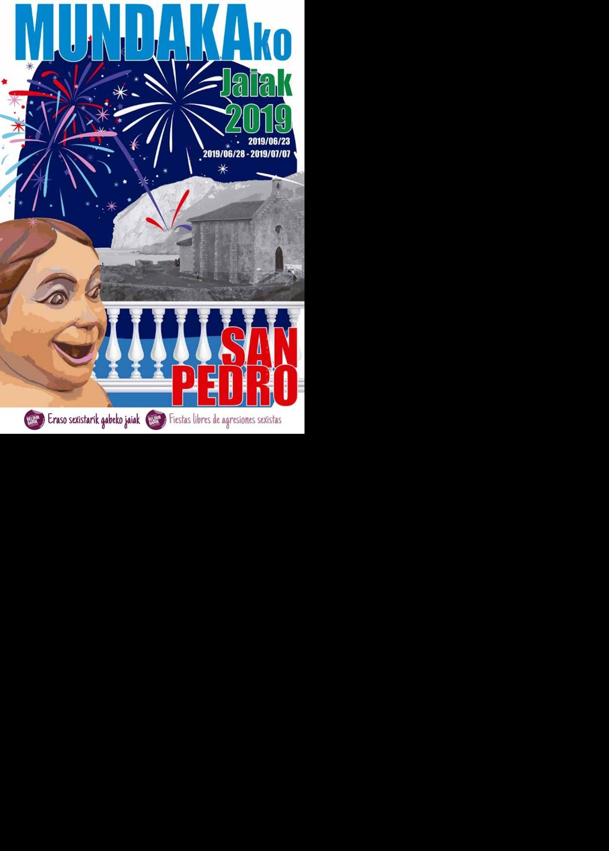 Cartel de fiestas Mundakako San Pedro Jaiak 2019.