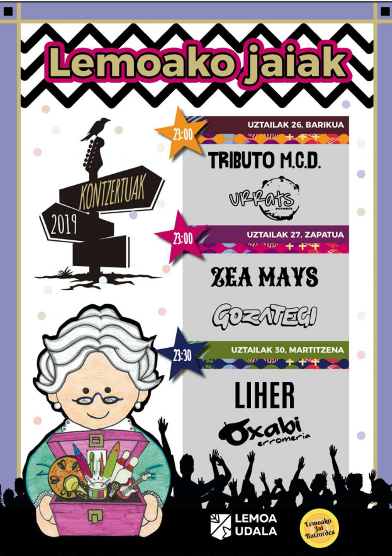 Programa de fiestas de Lemoa 2019: conciertos confirmados