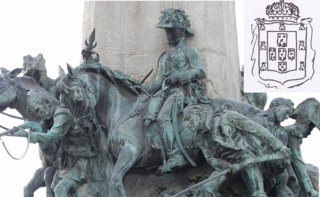 Un soldado en el Monumento de la Batalla de Vitoria, y su escudo.