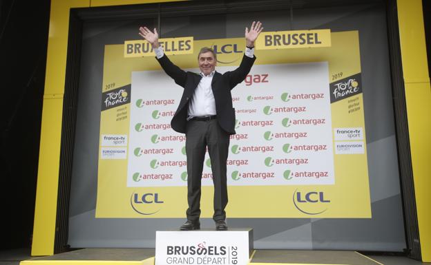 Merckx, durante el homenaje en la primera etapa del Tour 2019. 