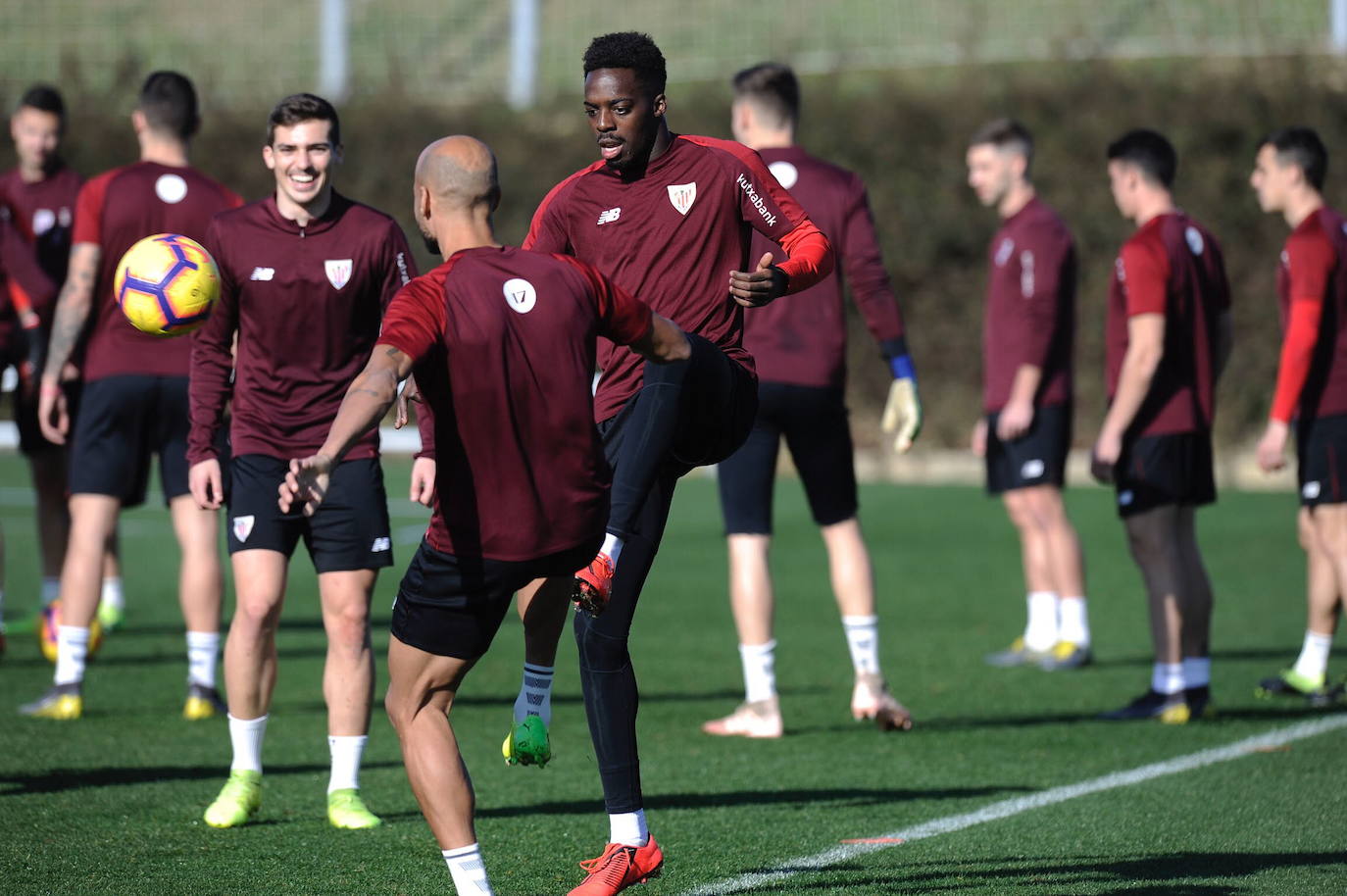 En un entrenamiento en Lezama este año.