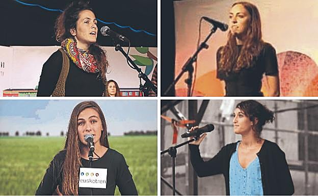 Arriba, Oihana Bartra y Aissa Intxausti. Debajo, Nerea Ibarzabal y Uxue Alberdi.