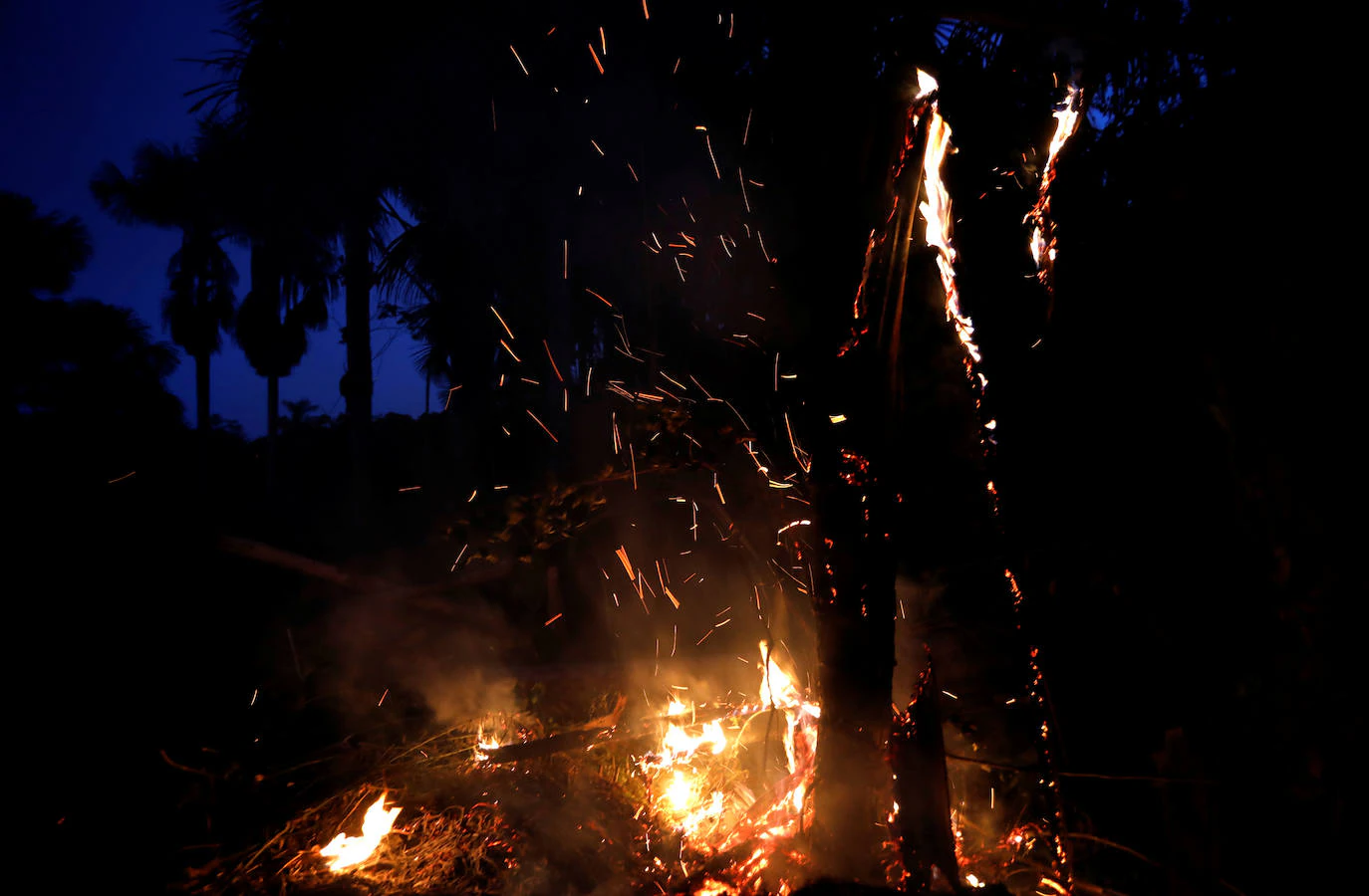 Imagen del incendio en la Amazonia captado por la Nasa.