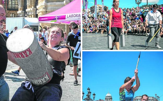 Las deportistas demostraron que la cilíndrica, las txingas y el hacha no son especialidades exclusivamente masculinas. 