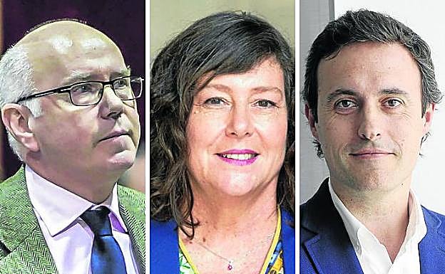 De izquierda a derecha: José María Iruarrizaga (Bizkaia), Itziar Gonzalo (Álava) y Jabier Larrañaga (Gipuzkoa). 