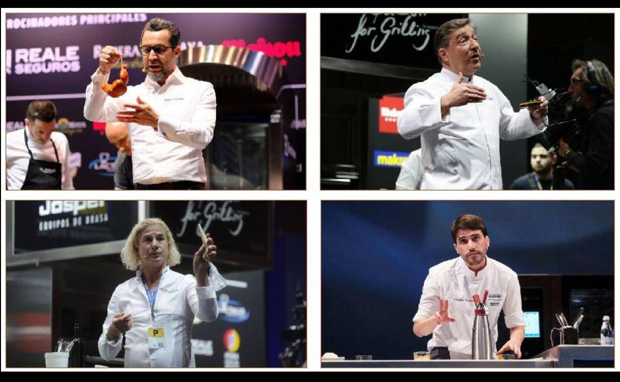 Arriba, Quique Dacosta y Joan Roca. Debajo, Ana Ros y Virgilio Martínez.