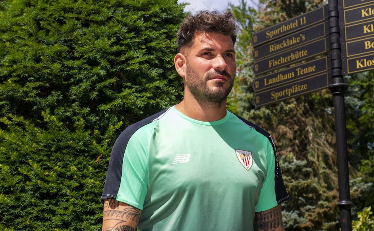 Herrerín, durante la pretemporada con el Athletic.