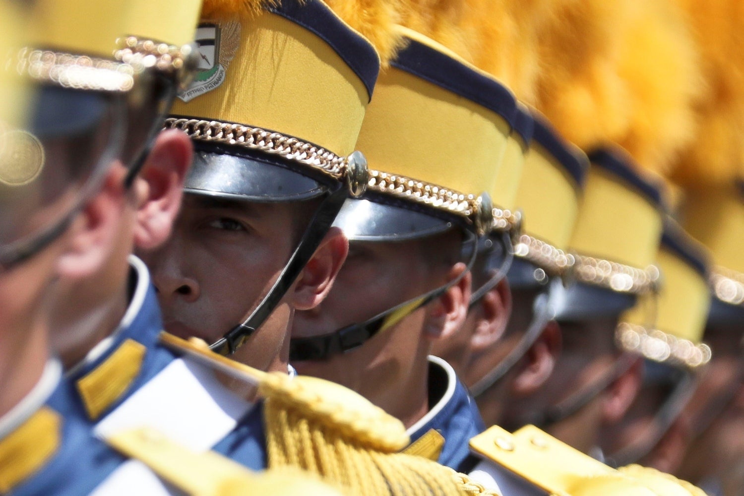 Cadetes de las Fuerzas de Socorro de las Fuerzas Armadas de Honduras de los actos conmemorativos al "Día del soldado" y el nacimiento del prócer Francisco Morazán, en una unidad militar en la aldea de Mateo al sureste de Tegucigalpa (Honduras). Francisco Morazán, quien fue asesinado en Costa Rica el 15 de septiembre de 1842 cuando luchaba por la unión de Centroamérica, nación el 3 de octubre de 1792. 