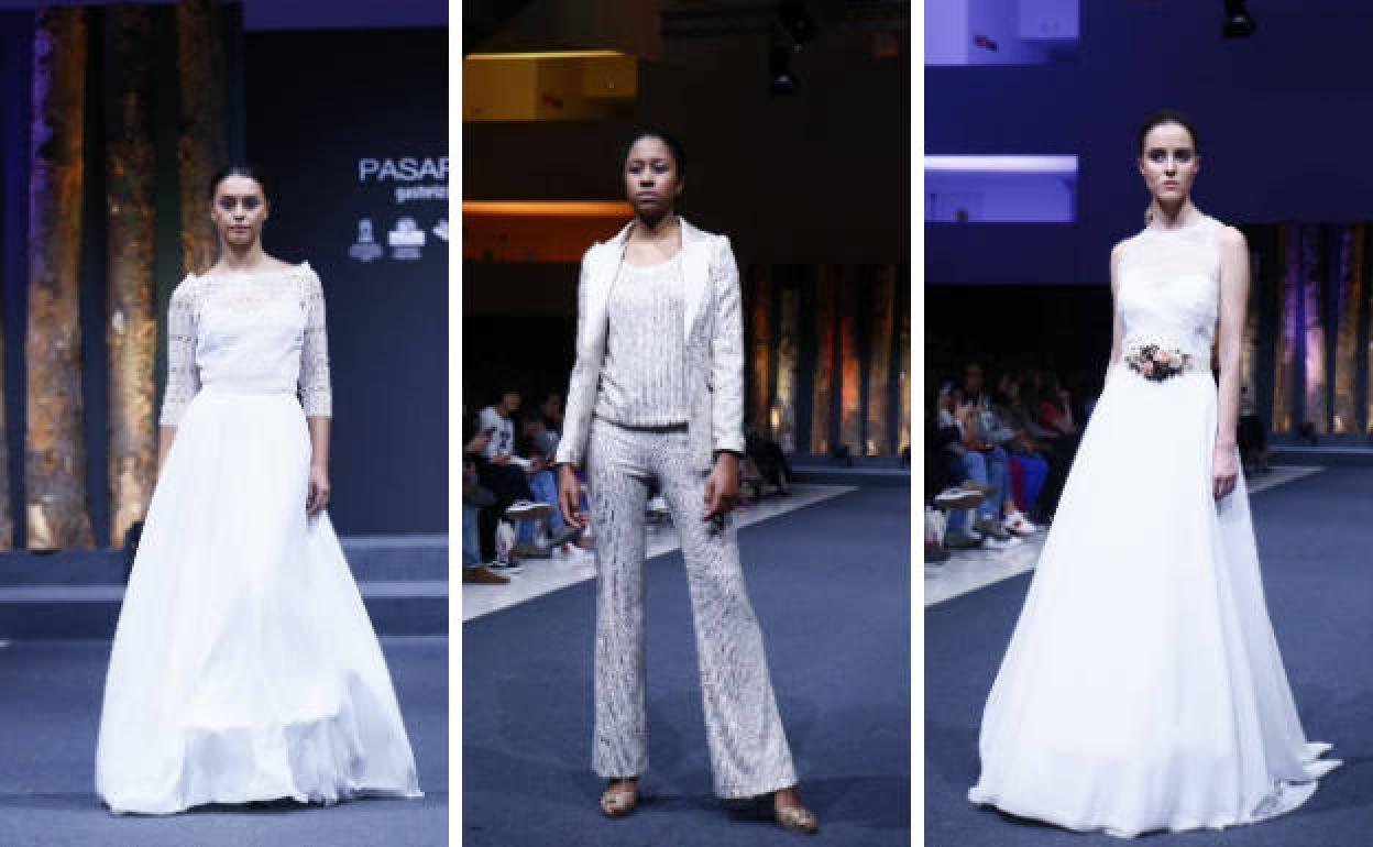 Tres de las opciones que desfilaron sobre la pasarela.