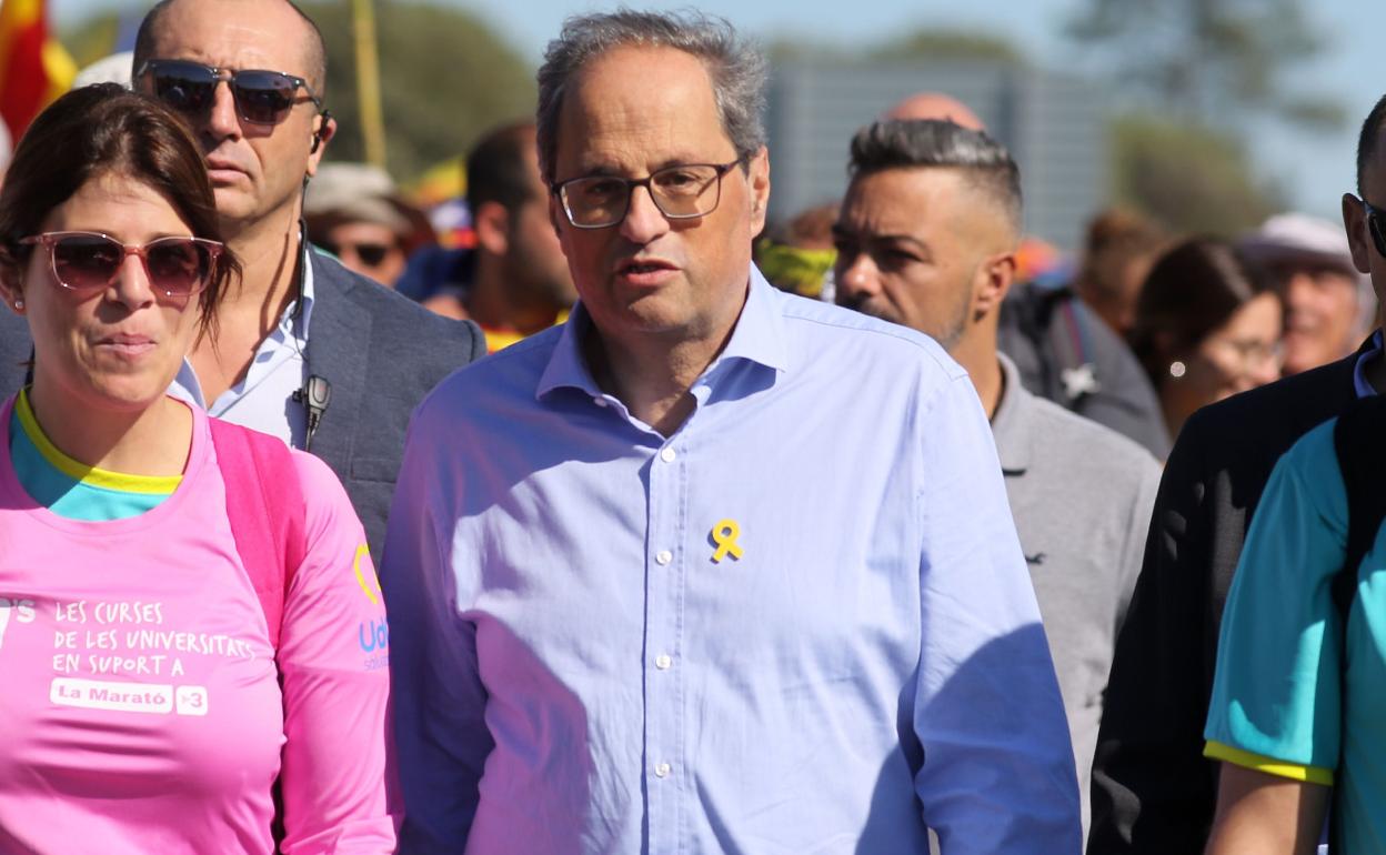 Torra, durante la marcha de hoy