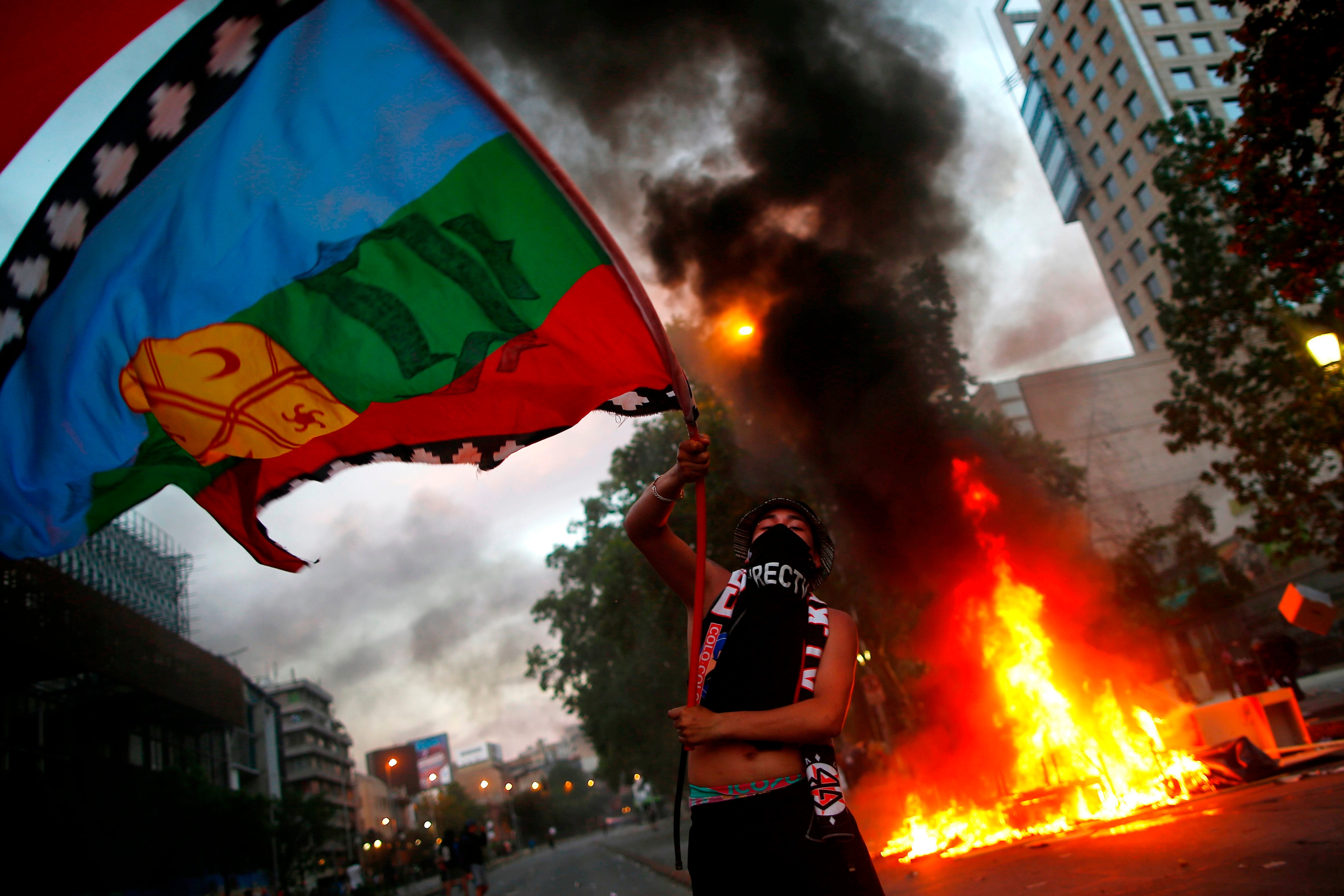Vista de pájaro de la manifestación en Chile