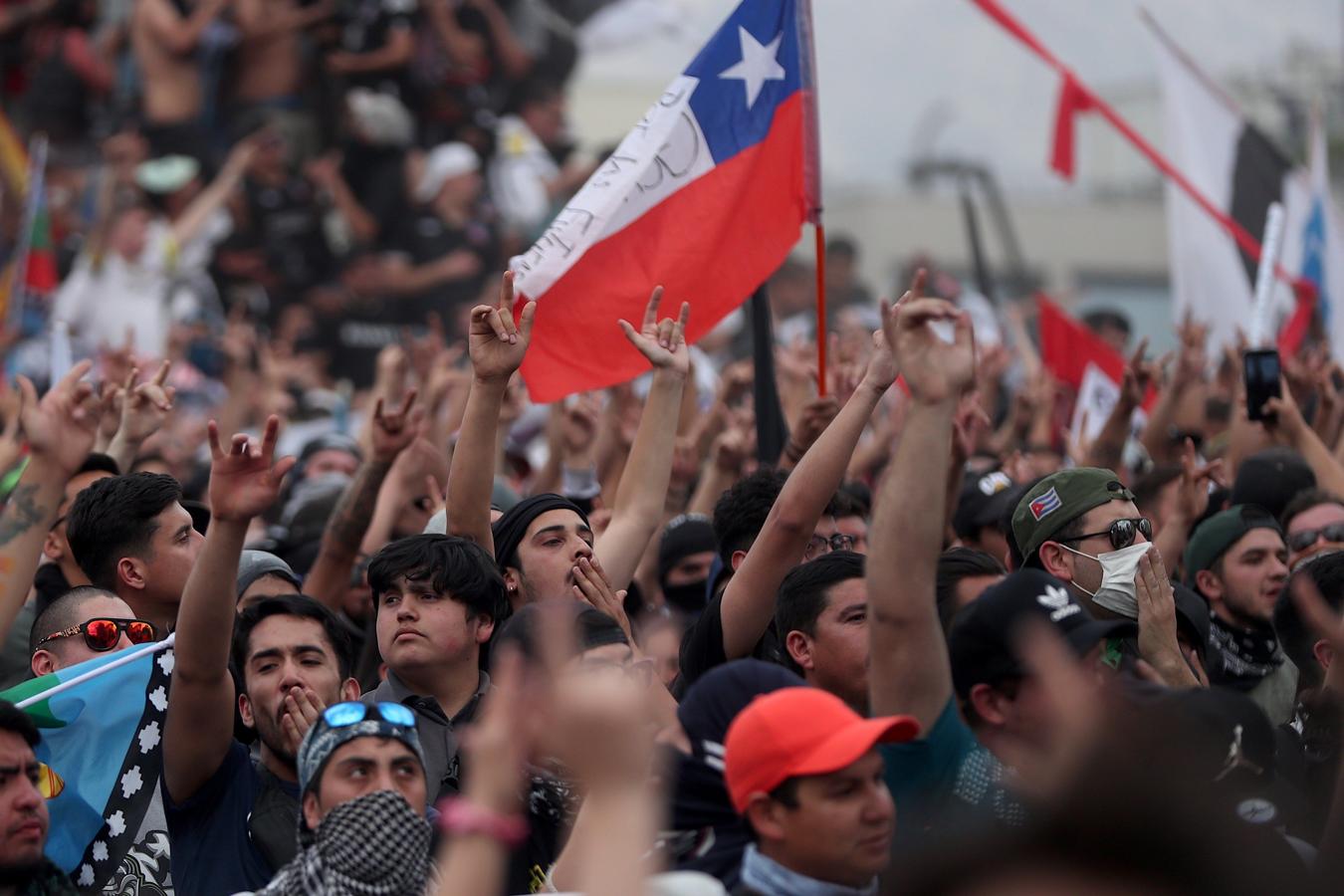 Vista de pájaro de la manifestación en Chile