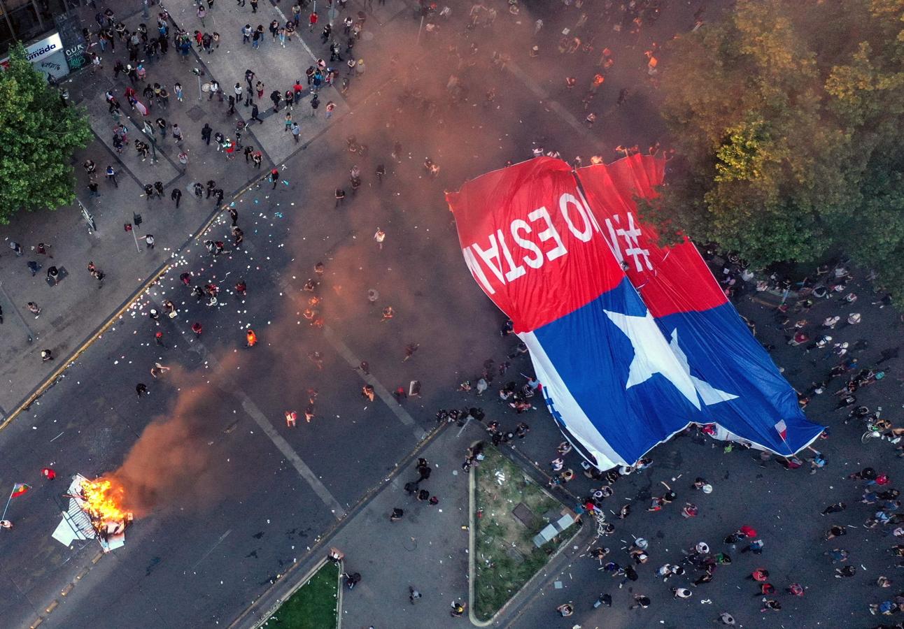 Vista de pájaro de la manifestación en Chile