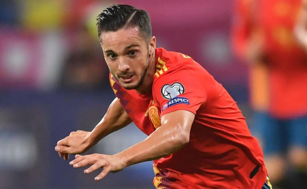 Pablo Sarabia, en un partido de la selección española. 