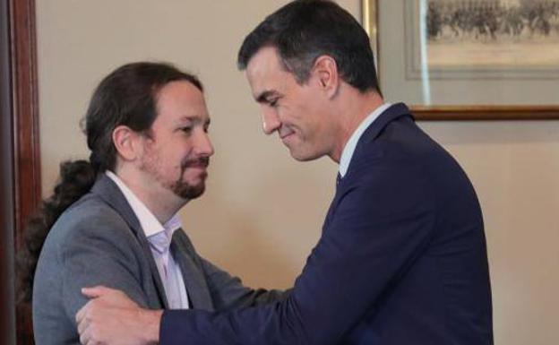 Iglesias y Sánchez, este martes.