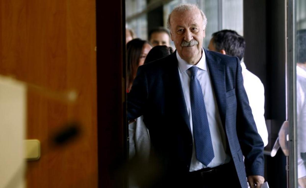 Vicente del Bosque, en la Ciudad del Fútbol de Las Rozas. 