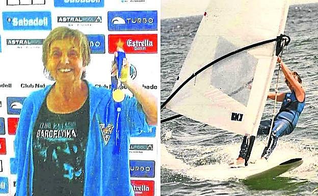 Campeonato de veteranos. Montserrat Mechó sigue compitiendo en campeonatos de natación para veteranos. Su hijo Eduard la introdujo en el mundo del 'windsurf'.