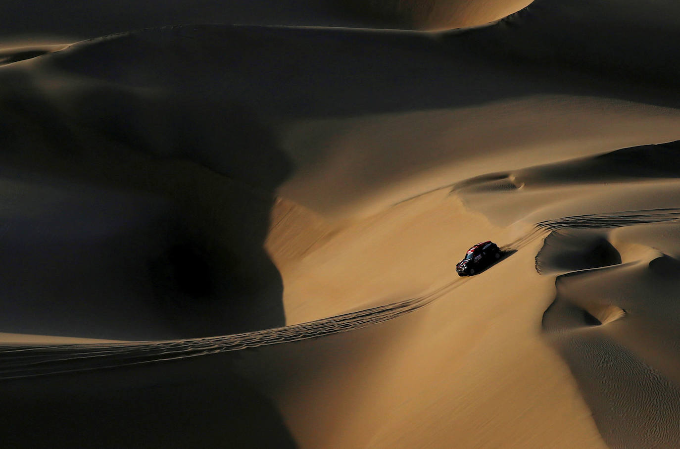 Perú | El piloto de X-Raid Orlando Terranova y su copiloto Bernardo Graue en acción durante la etapa 2 del Rally Dakar, 8 de enero de 2019. 