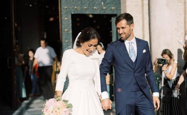 Los novios el día de su boda.