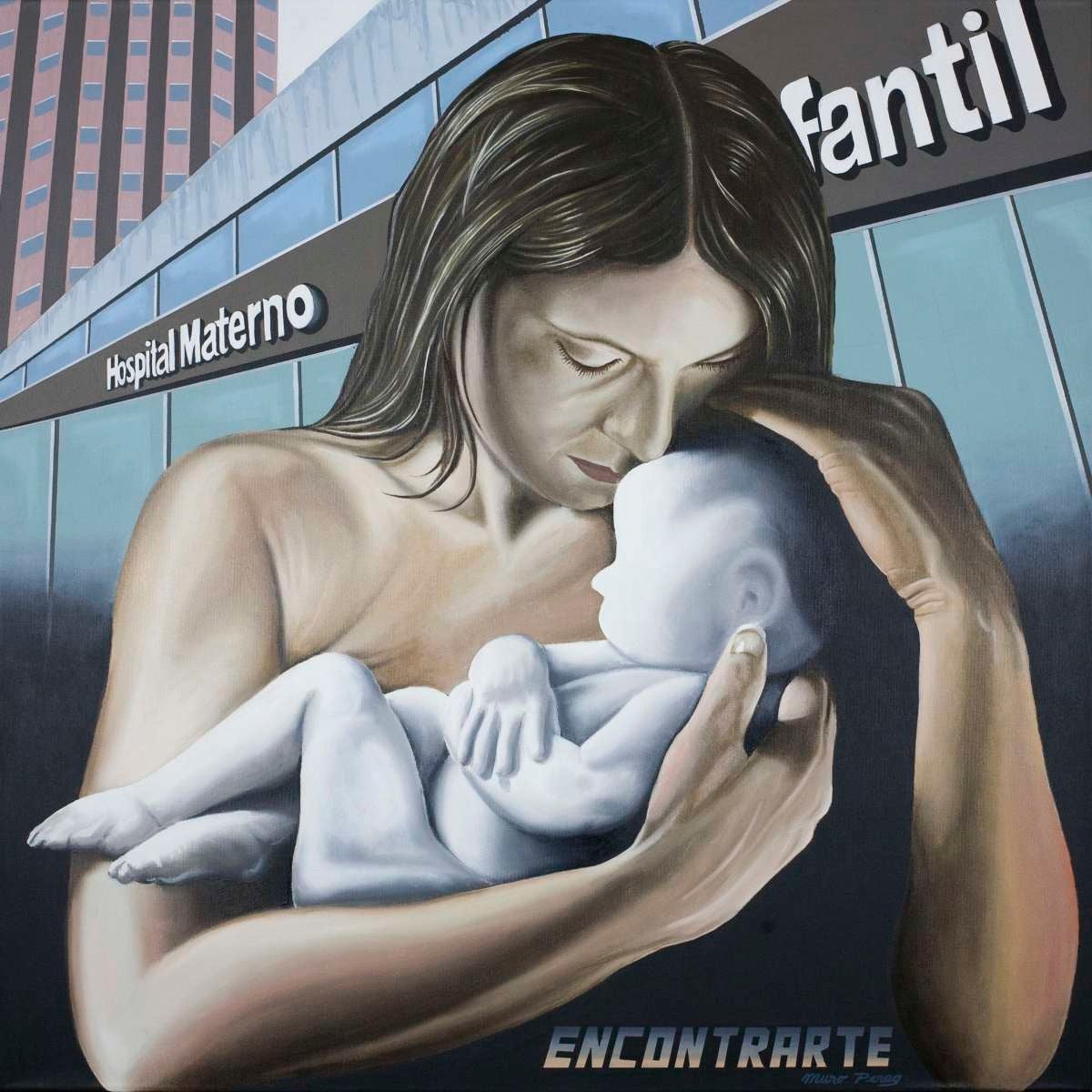 'Desencuentro forzado'. Técnica mixta, óleo y acrílico sobre lienzo.