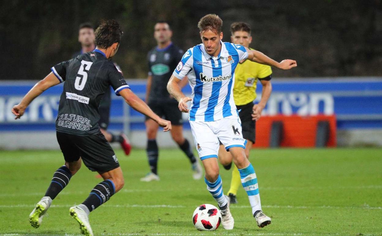 Marcos Celorrio, en un partido con el filial de la Real Sociedad.
