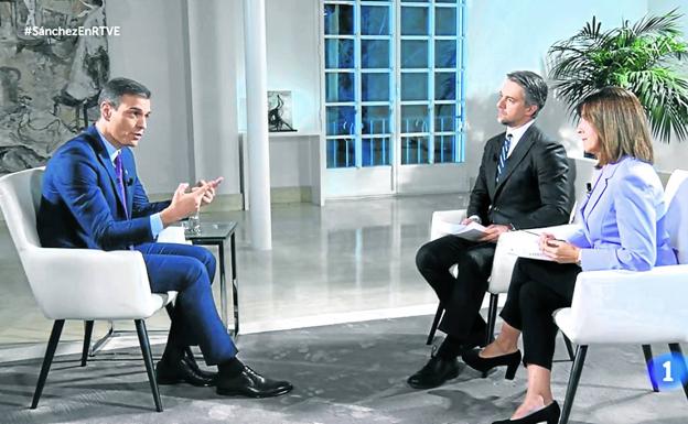 Pedro Sánchez, durante su entrevista en TVE.