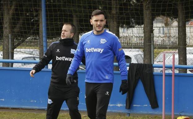 Lucas durante el entrenamiento del viernes. 