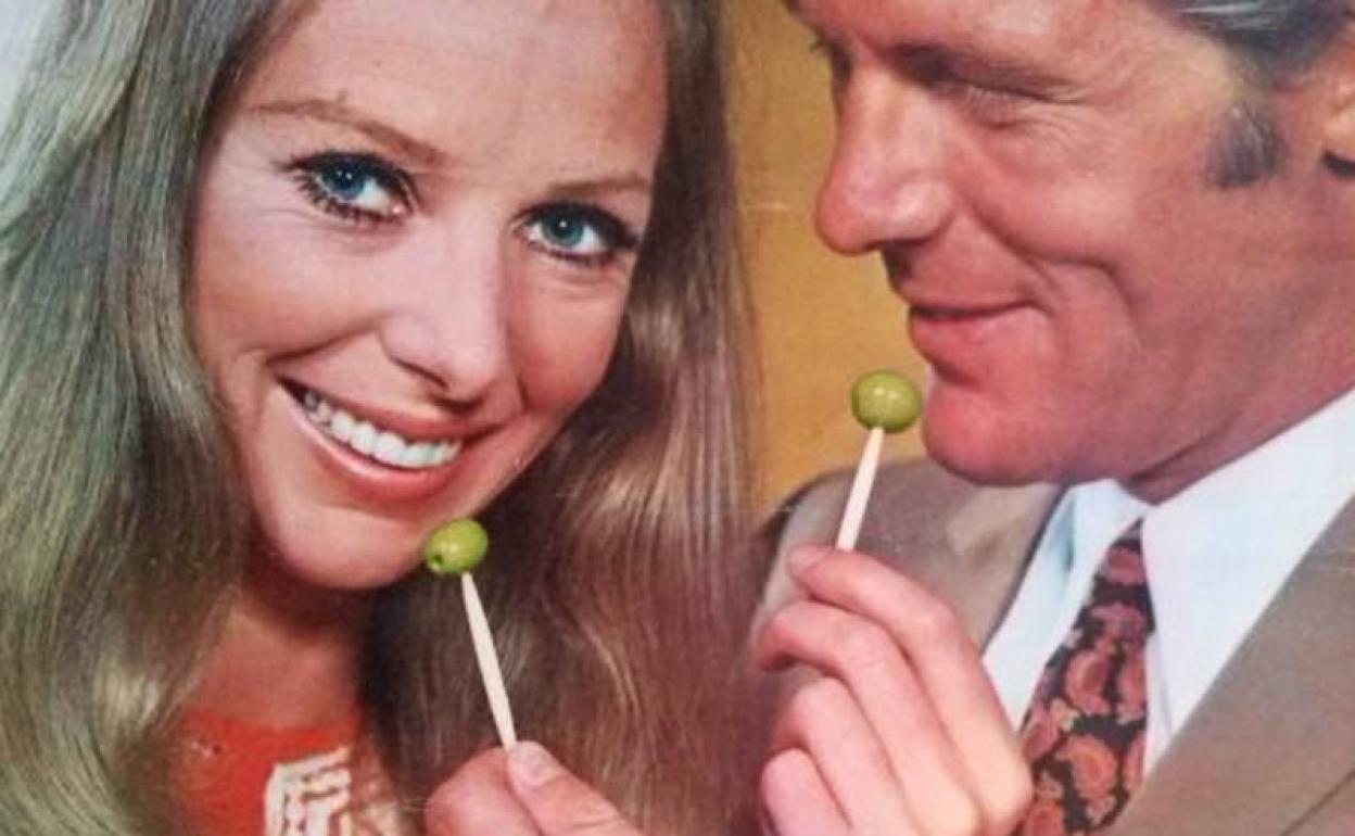 Detalle de una anuncio publicitario de aceitunas La Española, años 60. 