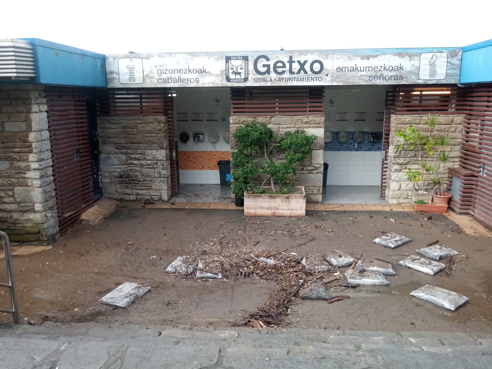 Destrozos en la oficina de turismo de Getxo.