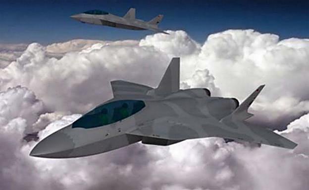 Recreación del futuro avión de combate del FCAS. 