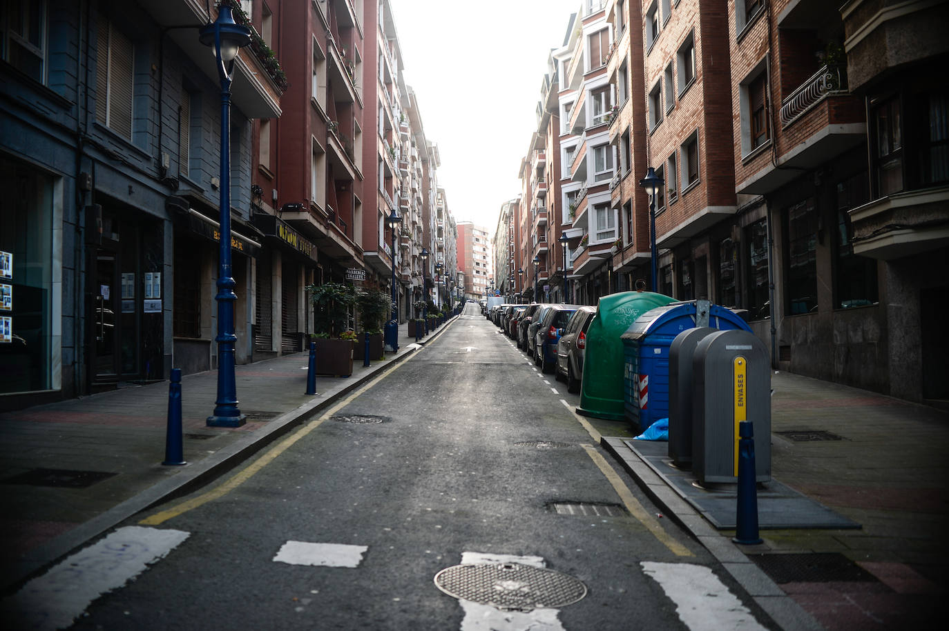 Las calles de Portugalete, completamente vacías.