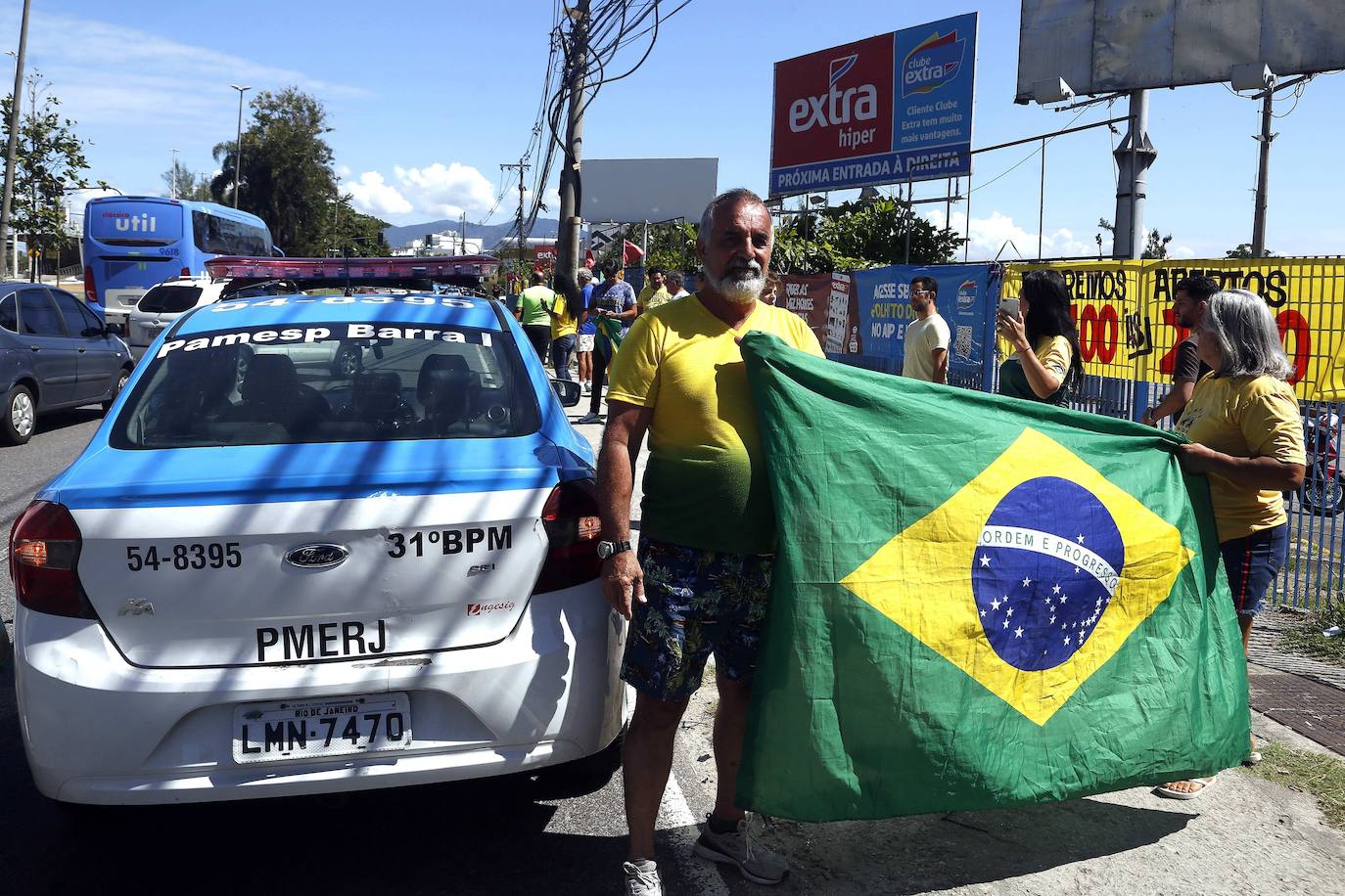 Manifestación en apoyo al presidente Jair Bolsonaro en Río de Janeiro. 