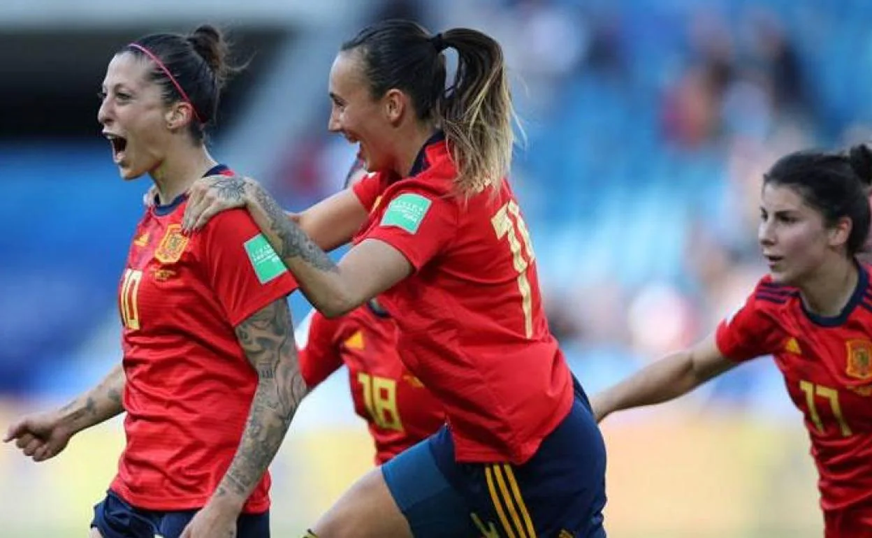 Jennifer Hermoso celebrando un gol con España en el pasado Mundial de Francia. 