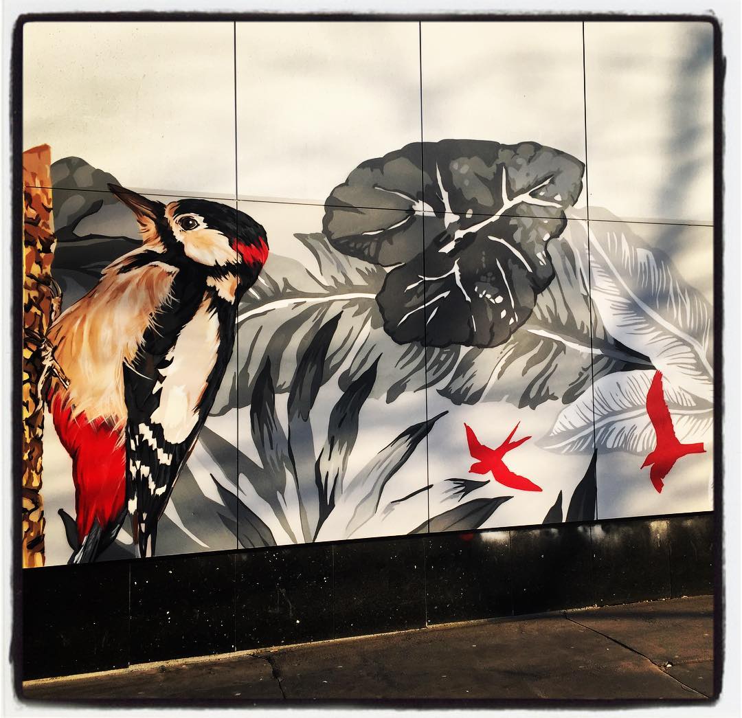 Si hablamos de arte en la calle donde la flora y la fauna sean protagonistas, sin duda, tenemos que hacer referencia al espectacular mural que decora parte de la fachada del centro comercial del barrio de Ariznabarra. Esta alegría para los ojos lleva la firma de la artista Eva Mena. Es toda una muestra de biodiversidad. ¡No se lo pierdan! Es simplemente espectacular.