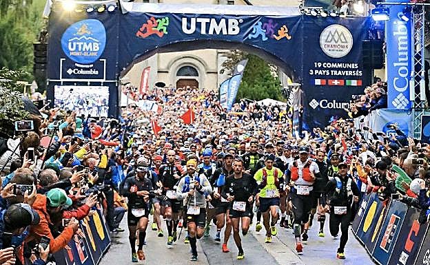 Multitudinaria salida de la UTMB.