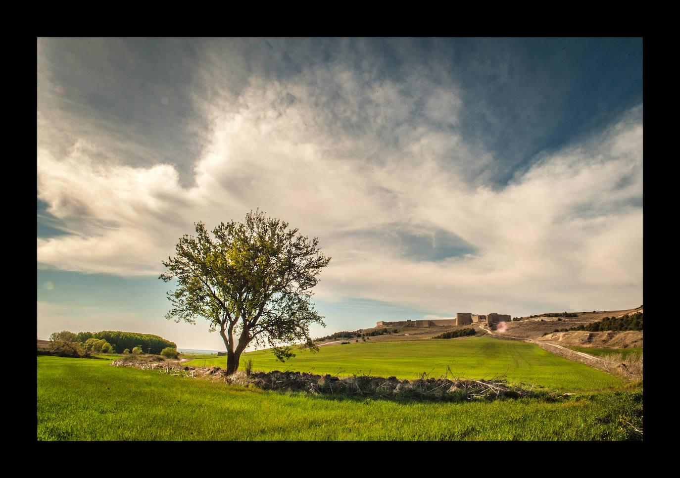 Los espacios abiertos son la seña de identidad de la región, batida por el viento y atravesada por caminos que confluyen en encrucijadas imposibles. La historia de Urueña se remonta a tiempos de los romanos, aunque la muralla y el castillo datan del siglo XII. Abajo, en el valle que se extiende extramuros de la población, se levanta la ermita de Nuestra Señora de la Anunciada, de estilo románico lombardo. 