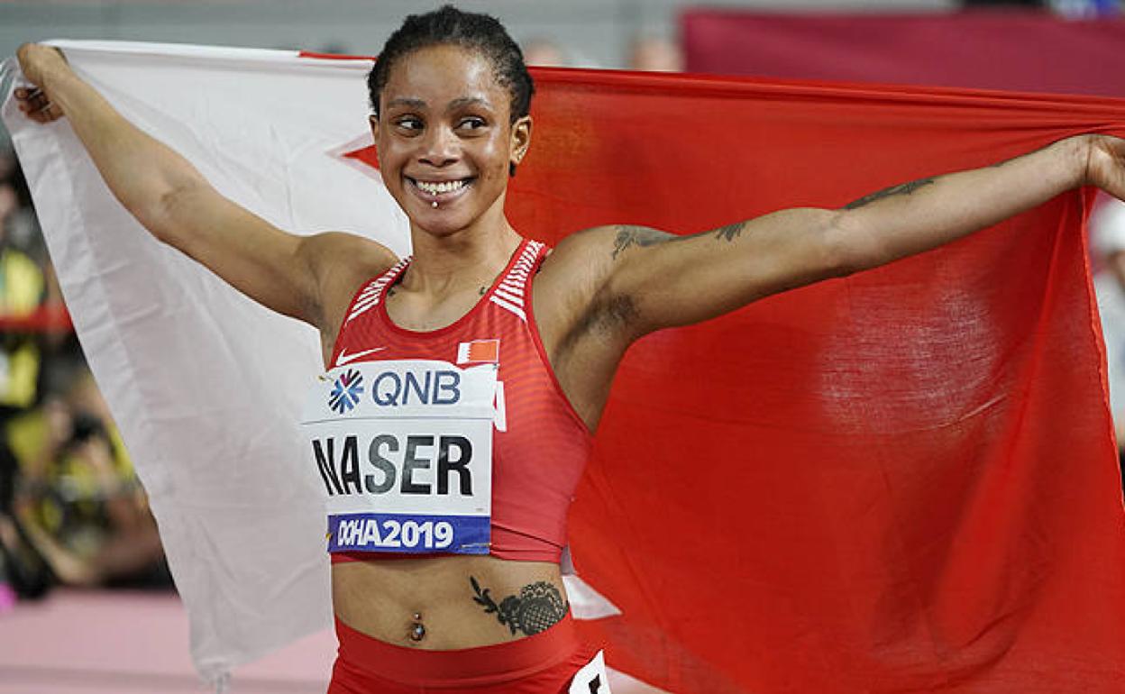 La atleta celebrando su triunfo en el pasado Mundial de Doha. 