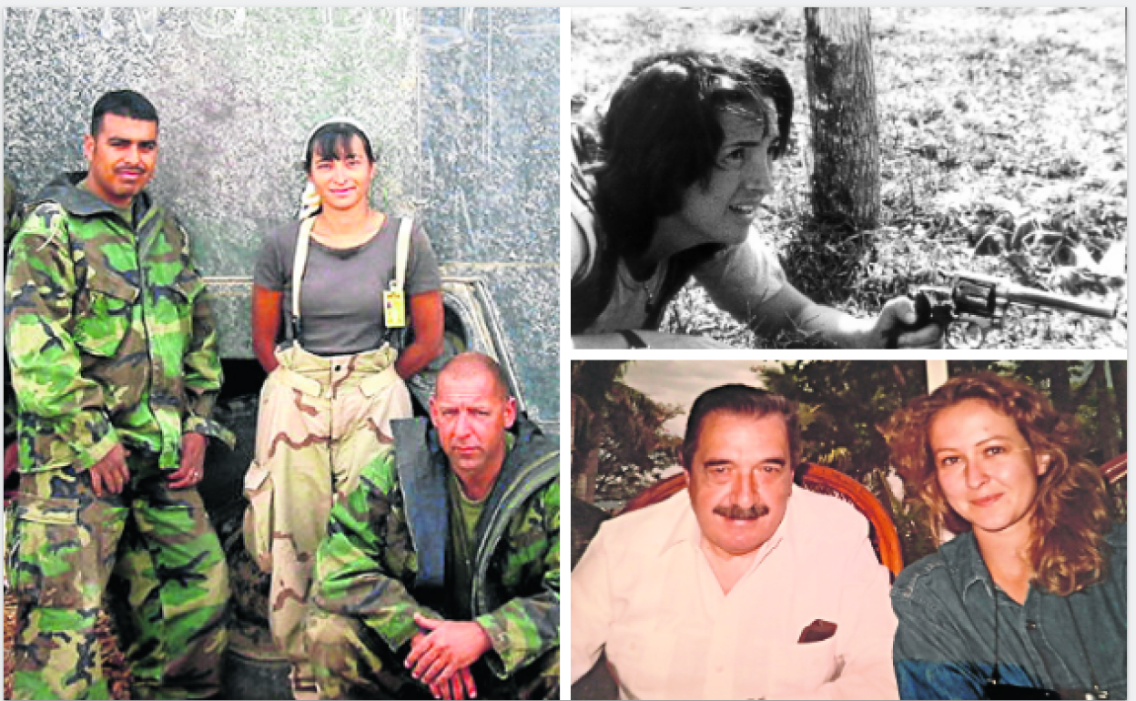 Mercedes Gallego. La corresponsal de EL CORRREO con un grupo de marines en la guerra de Irak de 2003. E. C. / Carmen Sarmiento. Cogió un revólver en la guerra de El Salvador para poder pegarse un tiro si la secuestraban. TVE / Ana del Paso. La autora del libro, en Nicaragua junto a Raúl Alfonsín, observador en las elecciones de 1990, que perdió el Frente Sandinista. EFE